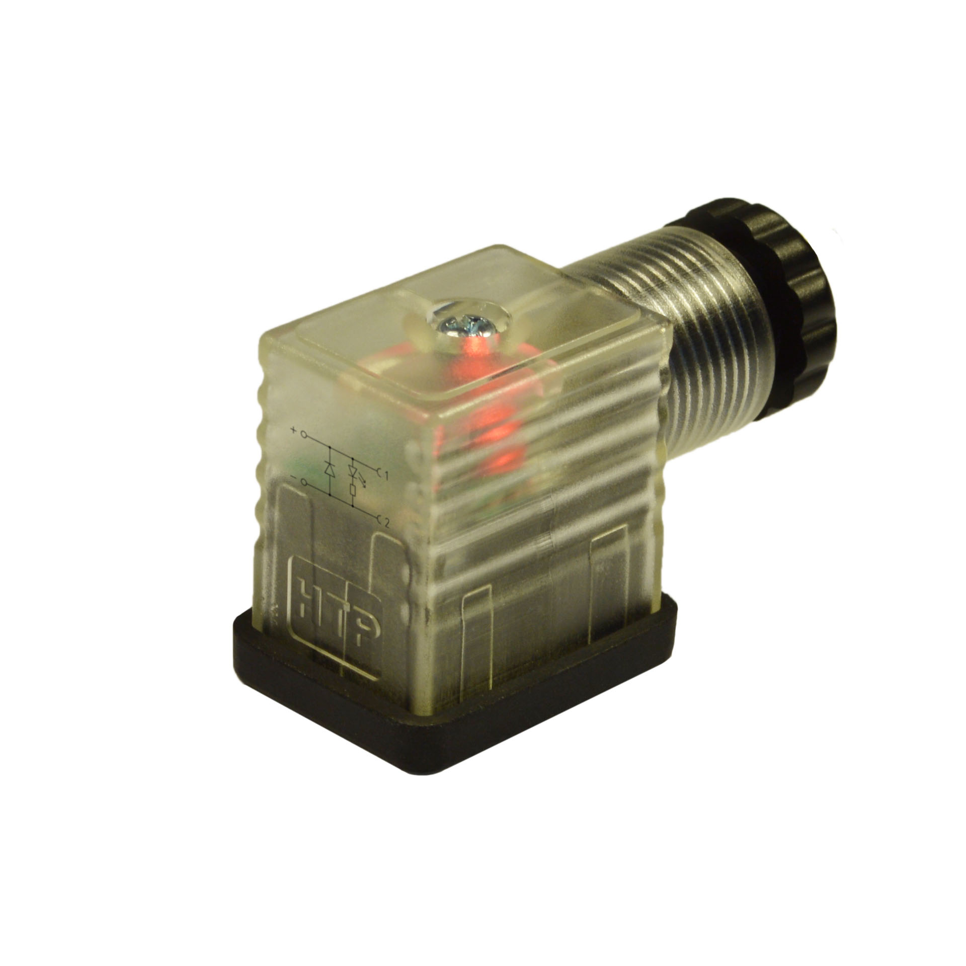 Industrial standard(typeB)field attachable,2p+PE(h.12),red LED+diode,24VAC/DC,PG9